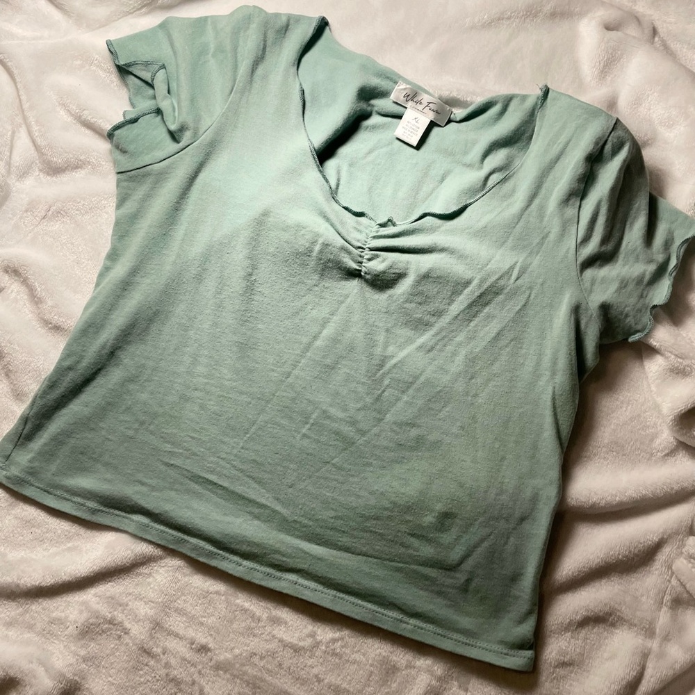 Light green/blue, stretchy crop top, size XL